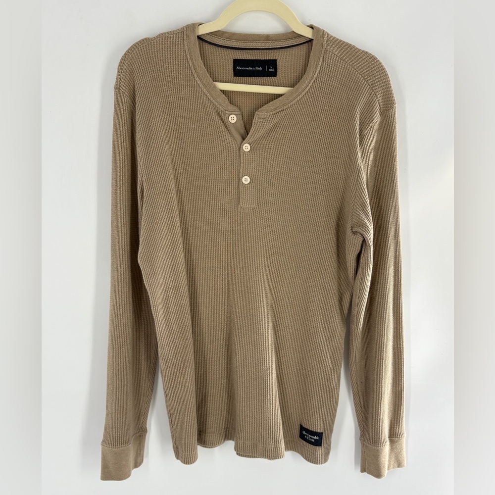 Abercrombie & Fitch Tan Long Sleeve Henley Shirt